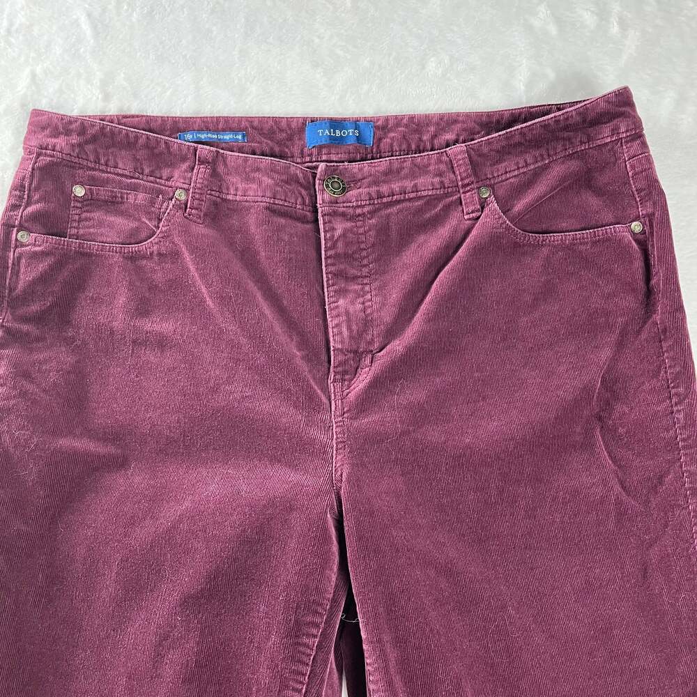 Talbots‎ Burgundy Corduroy High Rise Straight Leg Pants Women’s 16W - Picture 2 of 11